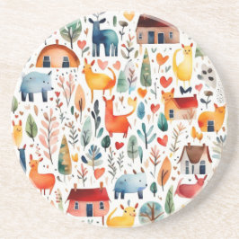 Rothäuser und Häuser niedliche Papierblätter Getränkeuntersetzer