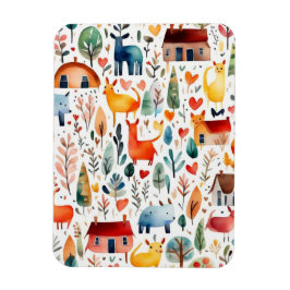 Rothäuser und Häuser niedliche Papierblätter Magnet