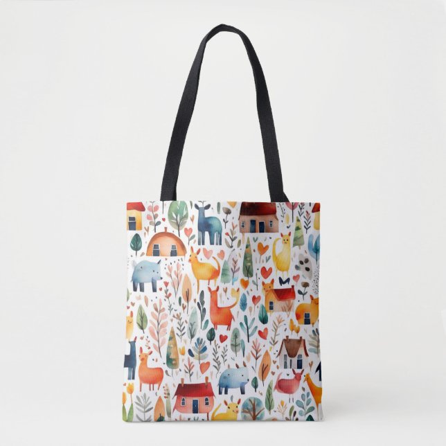 Rothäuser und Häuser niedliche Papierblätter Tasche (Vorderseite)