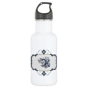 Rothenburg Blue Monogram Letter U Edelstahlflasche