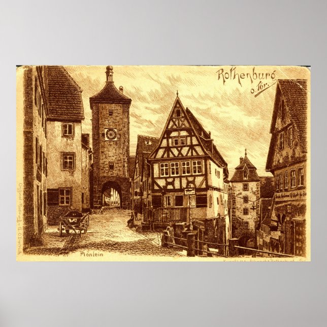 Rothenburg Deutschland 1907 Vintag Poster (Vorne)