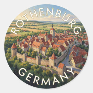 Rothenburg Deutschland mittelalterliche Stadtmauer Runder Aufkleber