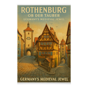 Rothenburg ob der Tauber, Deutschland Retro-Reise Poster