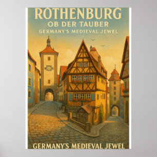 Rothenburg ob der Tauber, Deutschland Retro-Reise Poster