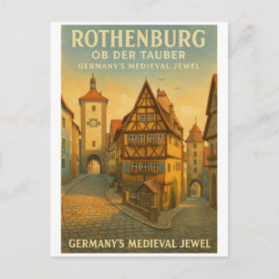 Rothenburg ob der Tauber, Deutschland Retro-Reise Postkarte