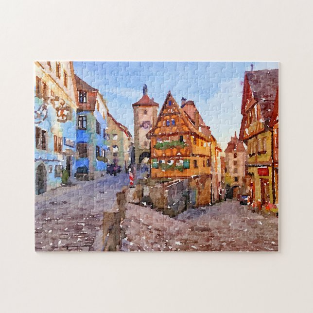 Rothenburg ob der Tauber Wasserfarbenpuzzle (Horizontal)