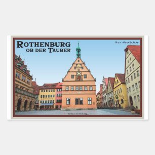 Rothenburg od Tauber - der Marktplatz Rechteckiger Aufkleber