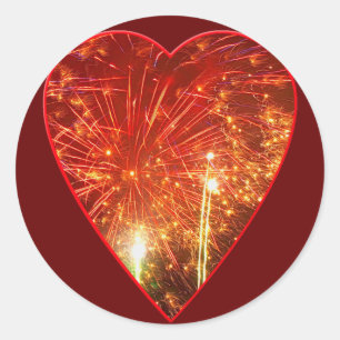 Rotherz-Feuerwerk Runder Aufkleber