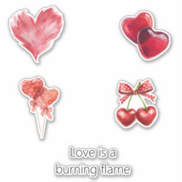Rotherz Liebe Brennende Flamme Aufkleber