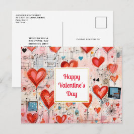 Rotherz Whimsikale Liebe Muster Valentinstag Feiertagspostkarte
