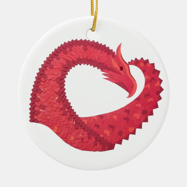 Rotherzdrache Keramik Ornament (Vorne)