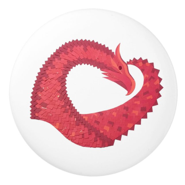Rotherzdrache Keramikknauf (Vorderseite)