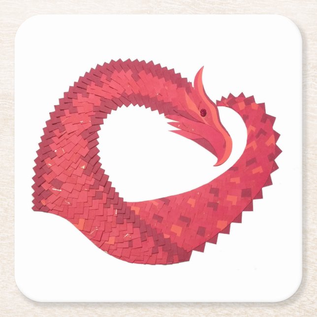 Rotherzdrache Rechteckiger Pappuntersetzer (Vorderseite)