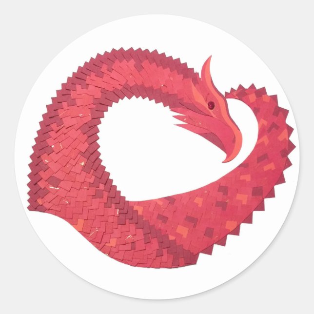 Rotherzdrache Runder Aufkleber (Vorderseite)
