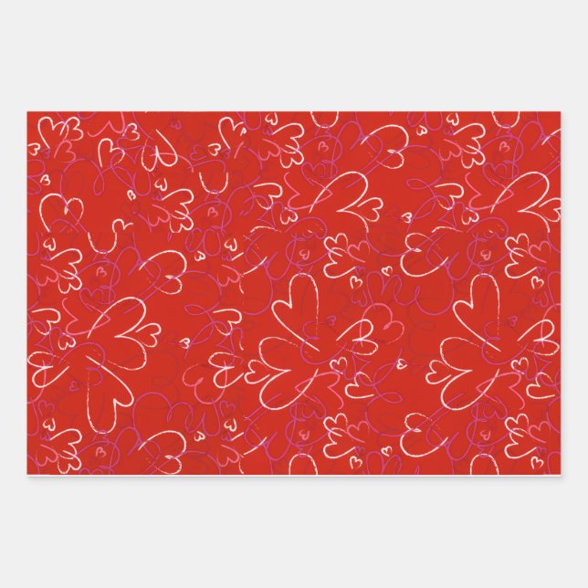 Rotherzen-Geschenkpapier  Geschenkpapier Set (Vorderseite)