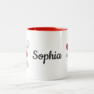 Rotherzen-Monogramm-Tasse Zweifarbige Tasse