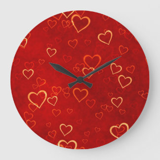 Rotherzenmuster Große Wanduhr