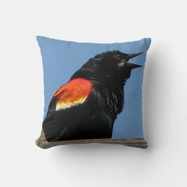 Rothinged Blackbird Animal Outdoor Pillow Kissen (Vorderseite)
