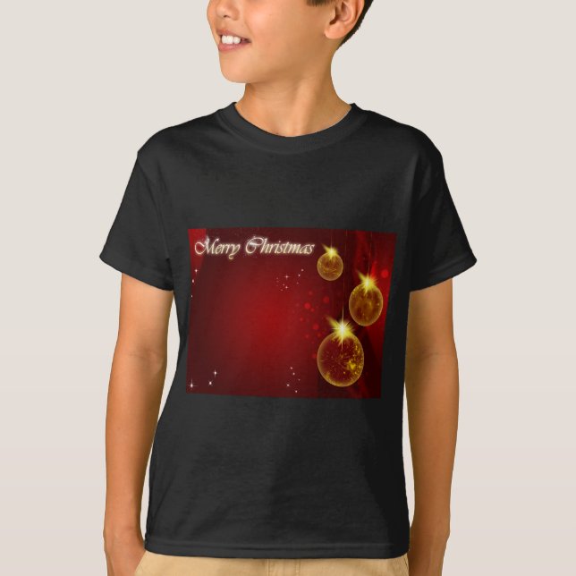 Rothintergrund der frohen Weihnachten T-Shirt (Vorderseite)