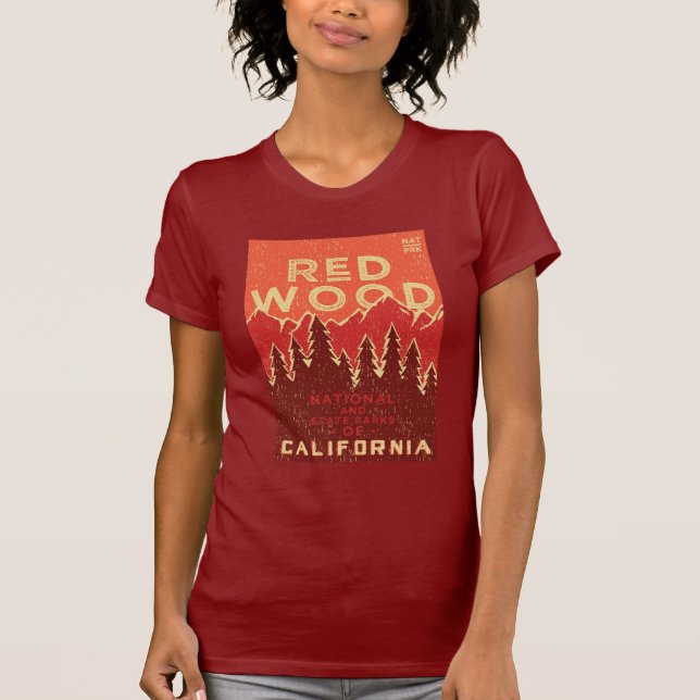 Rotholz-Nationalpark-Vintages Plakat T-Shirt (Vorderseite)
