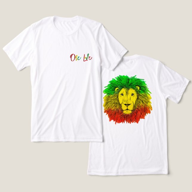 Rotholzkopf rot-gelb Jamaika eine Liebe Tri-Blend Shirt (Design vorne & hinten)