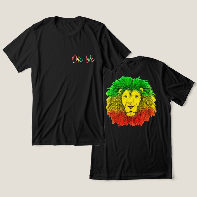 Rotholzkopf rot-gelb Jamaika eine Liebe Tri-Blend Shirt (Design vorne & hinten)