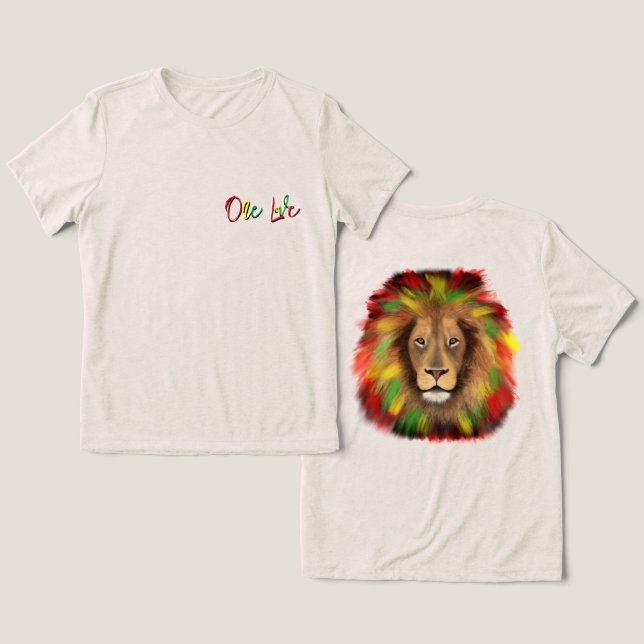 Rotholzkopf rot-gelb Jamaika eine Liebe Tri-Blend Shirt (Design Vorderseite & Rückseite)
