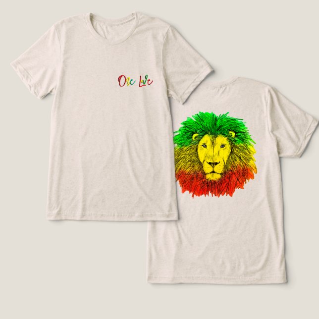Rotholzkopf rot-gelb Jamaika eine Liebe Tri-Blend Shirt (Design Vorderseite & Rückseite)