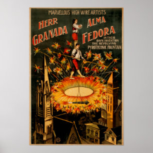 Rotierendes pyrotechnisches Brunnen-Hochseil Poster