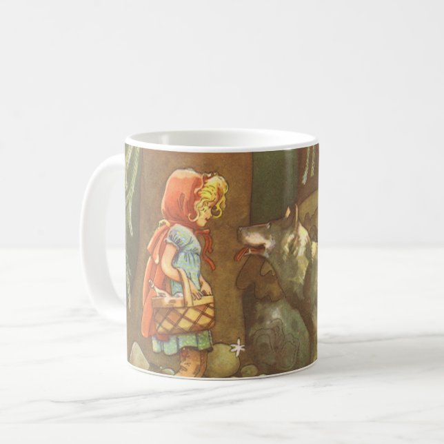 Rotkäppchen, altes Märchen Kaffeetasse (Vorderseite Links)