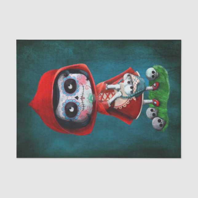 Rotkäppchen Dia de Los Muertos Little Seidenpapier (Vorderseite)