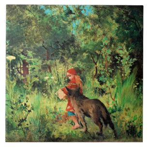 Rotkäppchen, feine Kunstmalerei Fliese