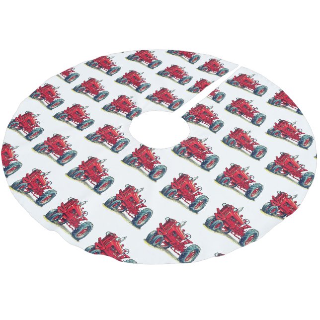 Rotkäppchen mit Augenbrauen Polyester Weihnachtsbaumdecke (Schrägansicht)