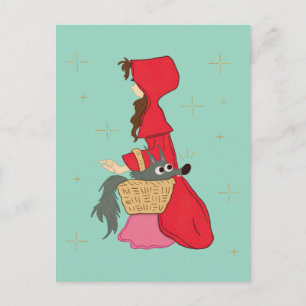 Rotkäppchen mit Wolf im Korb Postkarte