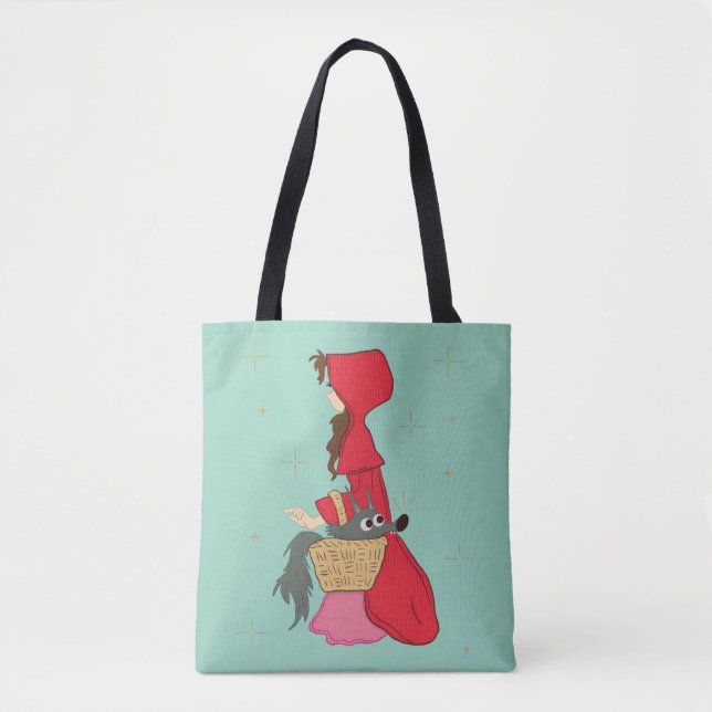 Rotkäppchen mit Wolf im Korb Tasche (Vorderseite)