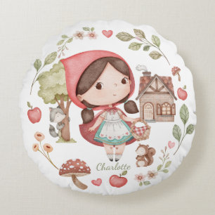 Rotkäppchen Niedlich Whimsical Rundes Kissen