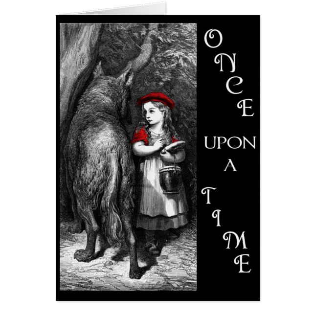 Rotkäppchen und Wolf-Kunst-Karte (Vorne)