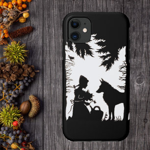 Rotkäppchen Wolf im Wald in schwarzer Silhouette title_seo2
