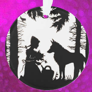 Rotkäppchen Wolf Schwarze Silhouette Wald Ornament