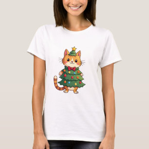 Rotkatze Weihnachtsbaum Süßes Weihnachten 4 T-Shirt