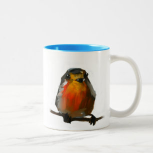 Rotkehlchen auf Niederlassungs-Tasse mit blauem Zweifarbige Tasse