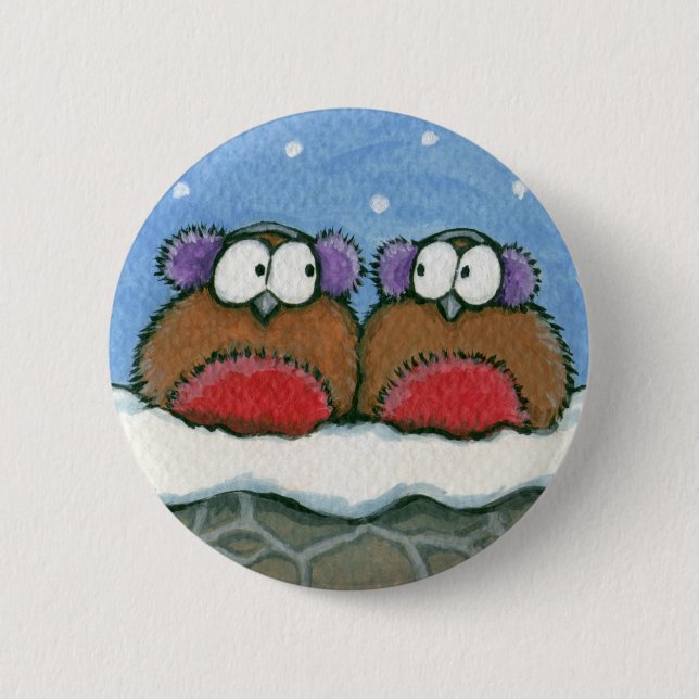 Rotkehlchen, die Ohrenschützer - festlichen Button (Vorderseite)