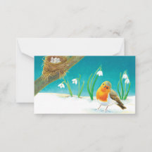 Rotkehlchen (Erithacus rubecula) & Schneeglöckchen