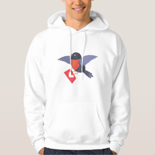Rotkehlchen fliegt mit rotem Herz Liebesbrief Hoodie