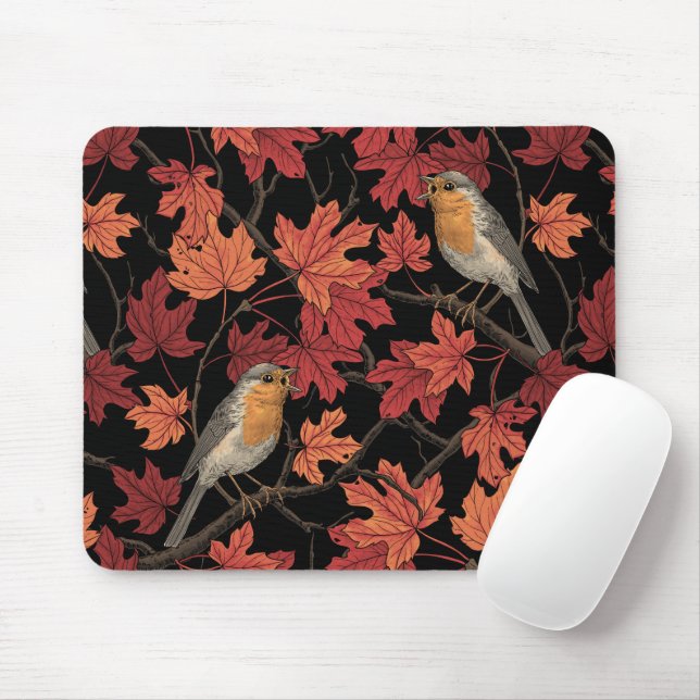 Rotkehlchen im Ahornbaum Mousepad (Mit Mouse)