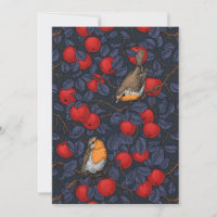 Rotkehlchen im Apfelbaum/Blau und Rot