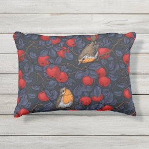 Rotkehlchen im Apfelbaum/Blau und Rot Kissen Für Draußen