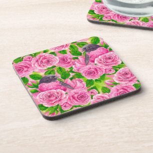 Rotkehlchen und Rosen Getränkeuntersetzer