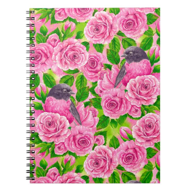 Rotkehlchen und Rosen Notizblock (Vorderseite)