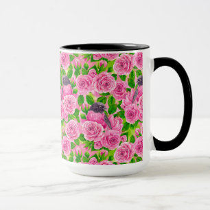 Rotkehlchen und Rosen Tasse